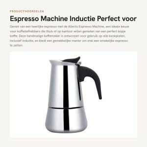 Dailygoods- Espressomachine 450 ml - Roestvrij Staal - Koffiezetapparaat voor Thuis - Campingkoffiekoker - Geschikt voor Gas/Electric/Inductie - Eenvoudige Bediening