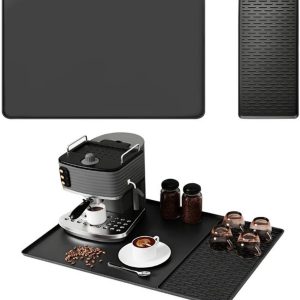 Dailygoods- Koffiemat 40x60 Antislip - Siliconen Koffiemat 2 in 1 - Afdruipmat voor Koffiezetapparaat - Hittebestendig - Geschikt voor Espressomachine - Glazen/Kopjes - Koffiemachine Mat