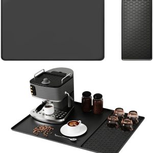 Dailygoods- Koffiemat 40x60 Antislip - Siliconen Koffiemat 2 in 1 - Afdruipmat voor Koffiezetapparaat - Hittebestendig - Geschikt voor Espressomachine - Glazen/Kopjes - Koffiemachine Mat