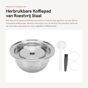 Dailygoods- Koffiepad Herbruikbaar - Accessoirekit - Premium 304 Roestvrij Staal - Voor Vertuos Plus-machine - Duurzaam - Optimale Brouwprestaties - Koffiecapsule