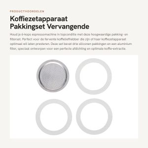 Dailygoods- Pakkingset 6 Kopjes - Siliconen Pakkingen/Filter - Aluminium Filter - Vervangende Accessoires - Hittebestendig - Eenvoudig te Installeren - Espressomachine