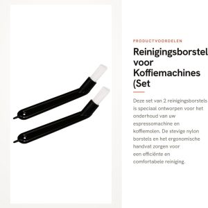 Dailygoods- Reinigingsborstel Hoge Kwaliteit - Koffiemachine/Espressomachine - Nylon Borstels - Handvat van Kunststof - 2 Stuks - Afgeschuinde Kopvorm - Koffieborstel