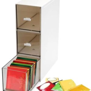 Dailygoods- Theedoos 3 Laden - Opbergdoos voor Theezakjes - Transparant - Organizer voor Koffiepads - Hygiënisch - Geschikt voor Keuken en Kantoor