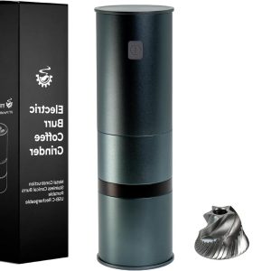 Draagbare elektrische koffiemolen - USB-C oplaadbaar - Roestvrijstalen conische braammolen - Aluminium behuizing met reinigingsborstel - Compact en handig - Koffiebonen malen