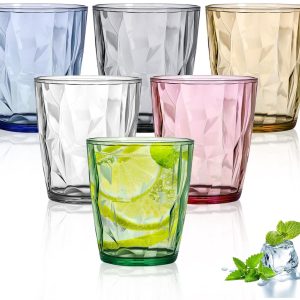 Drinkglazen, 300 ml, plastic waterglazen, whiskyglazen, cocktailglazen, drinkbekers, kleurrijke acrylbekers met kristalglas-look, sapglazen voor water, sap, ijskoffie, zachte