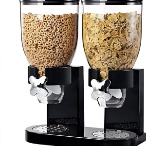 Dubbele Cornflakes Dispenser 2x2L - Muesli & Granen Voorraadbus - Luchtdicht - BPA-vrij - Zwart