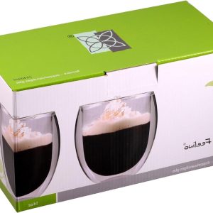 Dubbelwandige Latte Macchiato glazen set van 2 - thermoglazen voor cappuccino - handgemaakt glas voor thee en ijskoffie - 400 ml dubbelwandige theeglazen