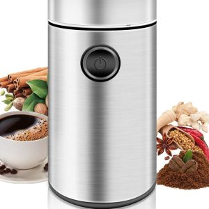 Elektrische Koffiemolen - Bonenmaler Specerijenmolen - Vers Malen - Roestvrij Staal - 50 Gram Capaciteit - Zilver