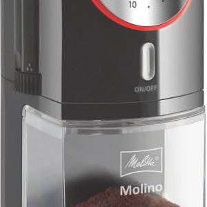 Elektrische Koffiemolen met Platte Slijpschijf - Zwart/Rood