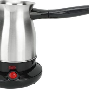 Elektrische Turkse koffiekoker, 600 ml, espressomachine, elektrische koffieverwarmer, 600 ml van roestvrij staal, gelijkmatige verwarming, 600 W, EU-stekker, grote handgreep