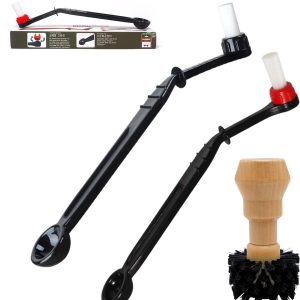 Elzusha- Koffieborstel Set - 3 Stuks - Reinigingsborstel - Barista Accessoires - Kunststof/Hout - Perfect voor Zetgroep - Koffieaccessoires
