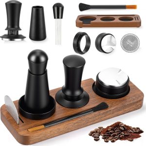 Espresso-accessoires, 8-delige set, koffiestamper 51 mm met tamperstation, koffiegalisator, WDT-gereedschap, doseerring, reinigingsborstel, puck-zeef, roerder, voor espressomachine