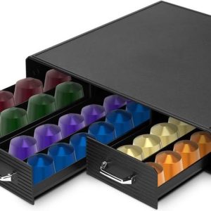 Espresso capsulehouder met lades - Koffiecuphouder voor Nespresso cups - Opbergbox voor 48 koffiecups - Zwart Coffee Capsule Holder