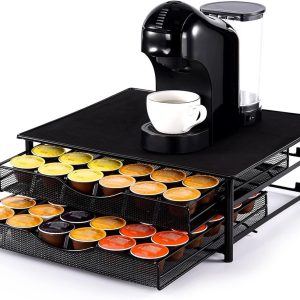 Espresso capsulehouder met lades - Opbergdoos voor 72 Dolce Gusto koffiecups - Koffiekopjes organizer in zwart met moderne uitstraling