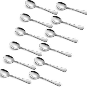 Espressolepels van 304 RVS, 12 Stuks, 10.2cm, Zilver