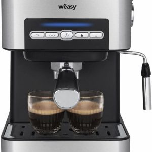 Espressomachine Roestvrijstaal - Automatisch & Manueel - Dubbele Uitgang, 1.6L Tank, Stoompijpje voor Melkdranken