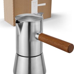 Espressomachine van roestvrij staal, geschikt voor inductie, voor buiten en binnen, 200 ml, 3-4 kopjes, espresso-apparaat, inductie