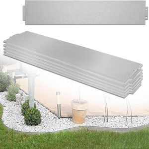 FIVMEN 40 m gazonrand, verzinkt metaal, maairand, bloembed omranding, flexibele snijbare tuinpalissade, zilver (40 stuks, 100 x 15 cm)