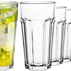 FOR HOME Cocktailglazen XXL Caipirinha Highball 630 ml Set van 6 Retro Design Tumbler Longdrink Water Sap IJskoffie Natronkalkglas Loodvrij Vaatwasserbestendig Collectie Alva Transparant