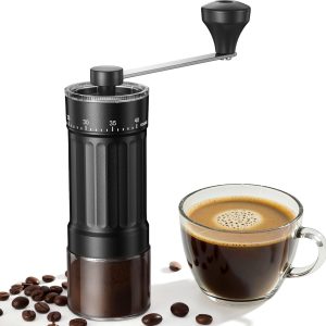 Famanu - Mini handmatige koffiemolen, 40 instelbare maalstanden, zwart