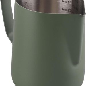 Garosa Melkopschuimkan, 304 Roestvrijstalen Koffieopschuimerbeker met Maatschaal, 600 Ml voor Espressomachines en Barista Latte Art (donkergroen)