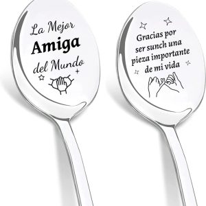 Geschikt voor Amiga, Juego De Cuchara, Cucharas Café Acero Inox, Cuchara de Postre, Original Regalos voor Amiga, Cumpleaños Navidad Regalos voor Amiga