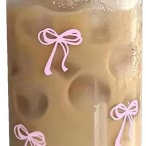 Glazen Beker - IJskoffie Glas - Hydratatie en Stijl - Strikpatroon Design - 500 ml - Helder
