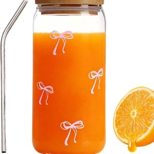 Glazen Bekers - IJskoffie Glazen - Thuisgebruik - Met Strikdesign - 500 ml - Helder