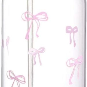 Glazen Koffiebekers - IJskoffie Mokken - Drinken Genieten - Met Strik Print - 500 ml - Helder