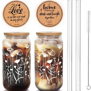 Glazen bekers met deksels en rietjes - Herbruikbare 20oz drinkglazen voor ijskoffie, bier en meer