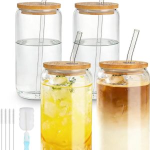 Glazen met Rietje - Drinkglazen Set - IJskoffie Drinken - Hittebestendig Glas - 500 ml - Transparant