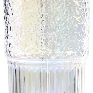 Grote glazen beker met deksel en rietje voor ijskoffie en smoothies