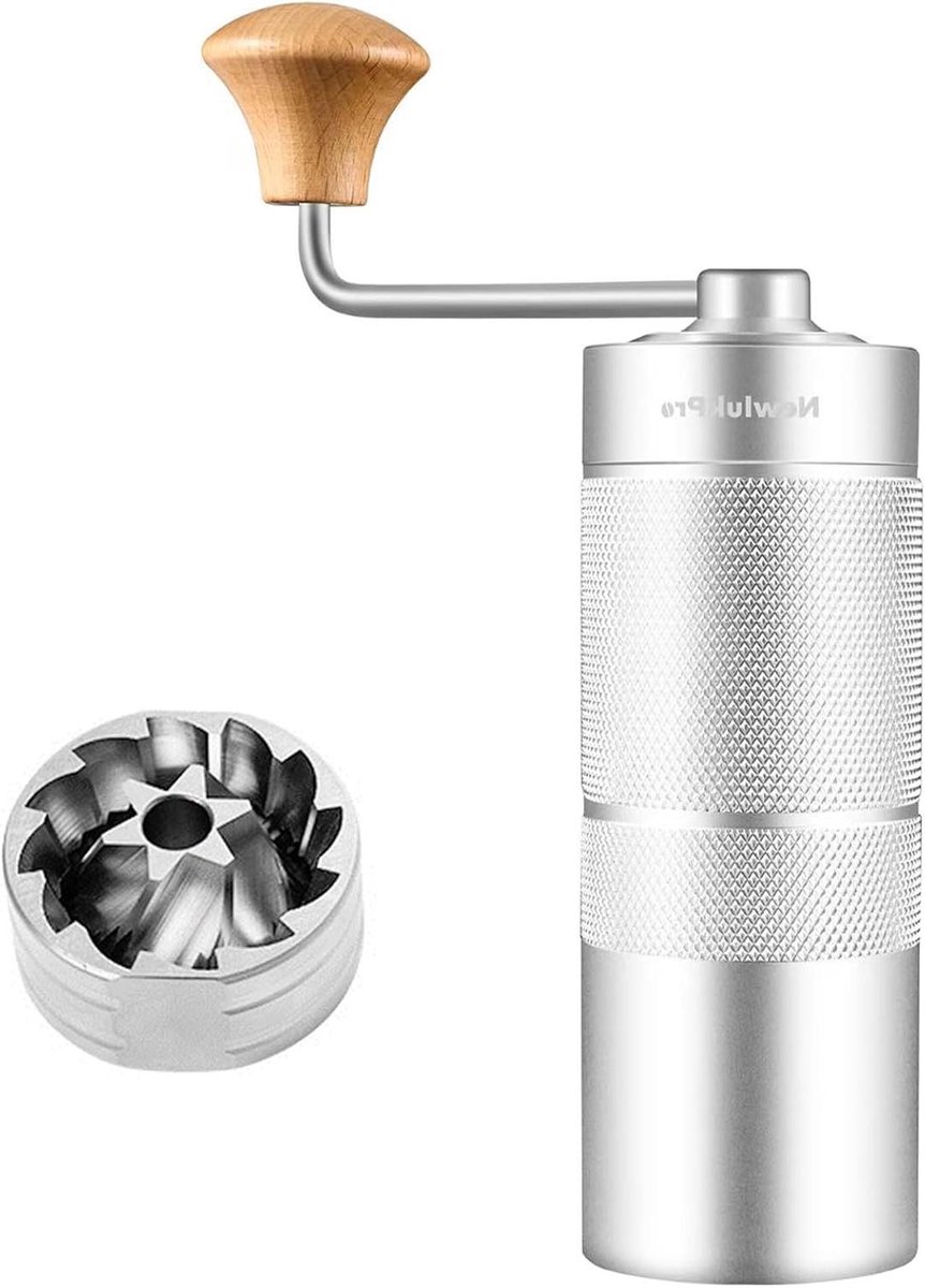 Hand Koffiemolen - Koffiebonen Molen - Verse Koffie Maken - 24 Maalstanden - 25g Capaciteit - Zilver