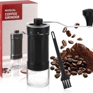 Handkoffiemolen - Koffiemaler Molen - Verse Koffie - Compact Ontwerp - 17.5 cm - Zilver