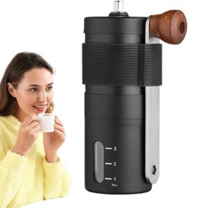 Handkoffiemolen - Roestvrijstalen molen Draagbare molen - Koffie Zetten - Verstelbare Maalgraad - 12.5 x 4.8 x 4.8 cm - Zwart