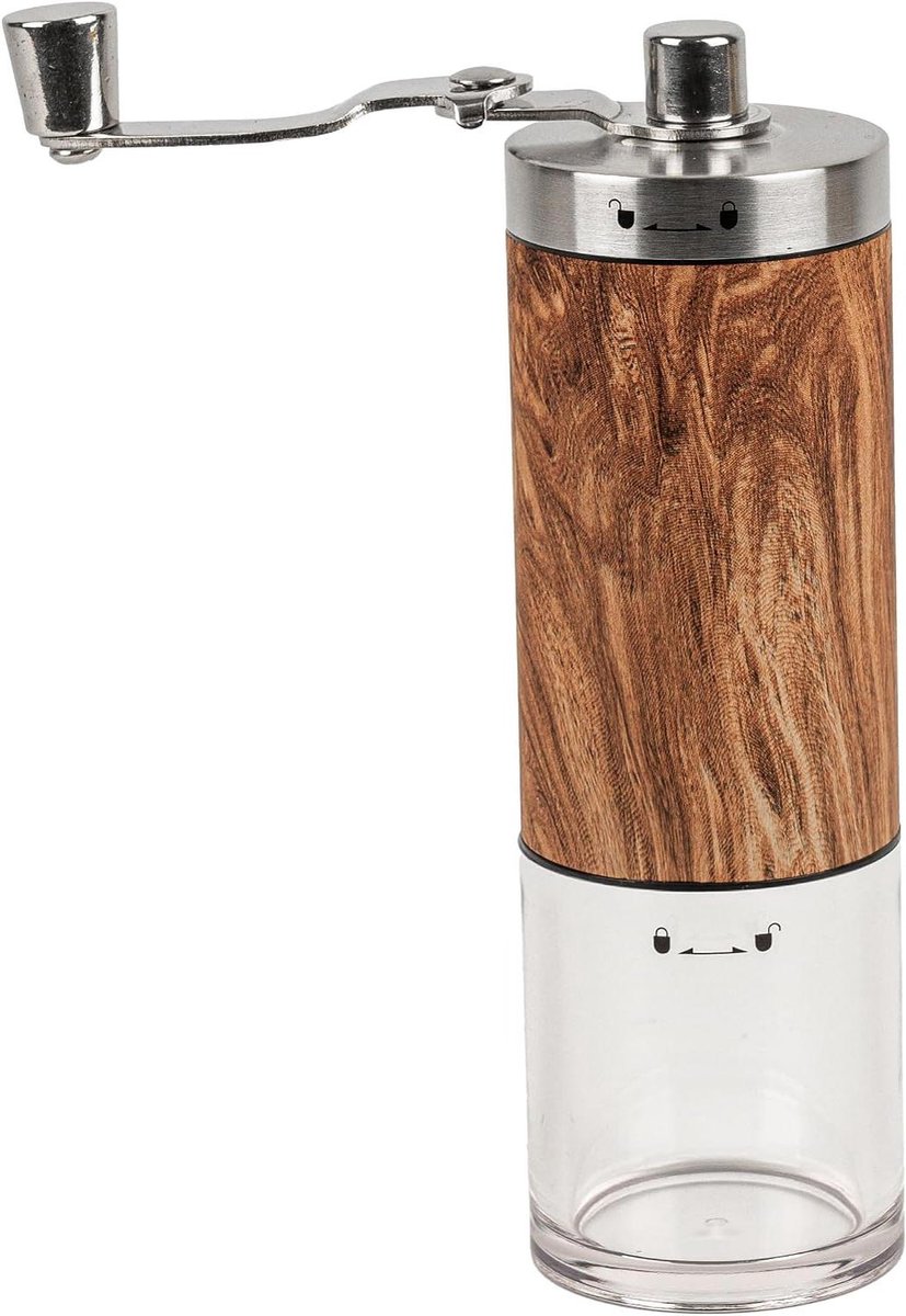 Handmatige Koffiemolen - Koffiebonenmaler - Verse Koffie Maken - Opvouwbare Slinger - 80 Gram Capaciteit - Zilver en Hout