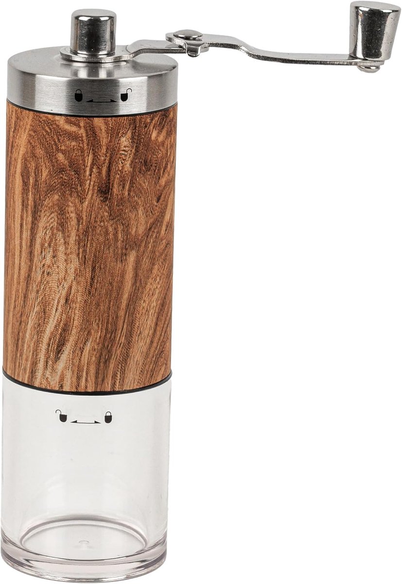 Handmatige Koffiemolen - Koffiebonenmaler - Verse Koffie Maken - Opvouwbare Slinger - 80 Gram Capaciteit - Zilver en Hout