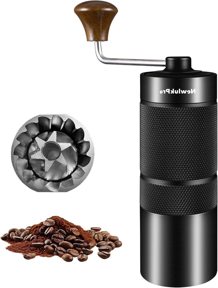 Handmatige Koffiemolen - Koffiebonenmaler - Verse Koffie - Roestvrij Staal Kern - 15 x 5.4 cm - Zilver