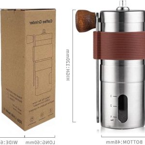 Handmatige Koffiemolen - Koffiebonenmaler - Verse Koffie Zetten - Keramische Braam - 20 Gram Capaciteit - Zilver
