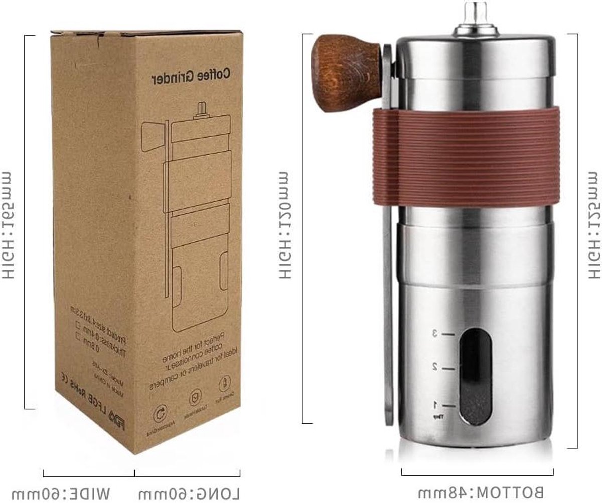 Handmatige Koffiemolen - Koffiebonenmaler - Verse Koffie Zetten - Keramische Braam - 20 Gram Capaciteit - Zilver