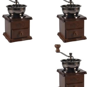 Handmatige Koffiemolen - Kruidenmolen Metaal - Verse Koffie - Vintage Stijl - 3 Stuks - Houtkleur