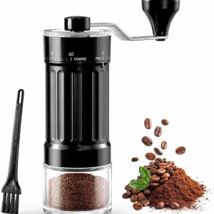 Handmatige koffiemolen, draagbare handkoffiemolen, koffiemolen met 40 instelbare instellingen, 25 g capaciteit, keramische kegelmolen, voor over, camping, reizen, geschenken enz