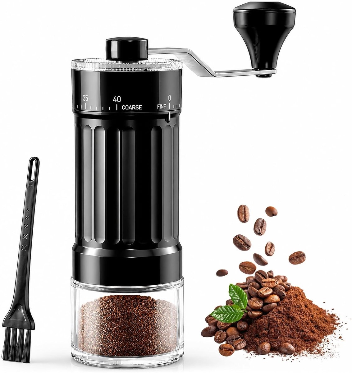 Handmatige koffiemolen, draagbare handkoffiemolen, koffiemolen met 40 instelbare instellingen, 25 g capaciteit, keramische kegelmolen, voor over, camping, reizen, geschenken enz