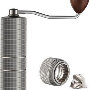 Handmatige koffiemolen, draagbare koffiemolen van roestvrij staal met instelbare instellingen, dubbel lager, perfect voor thuis, op kantoor, op de camping en als cadeau