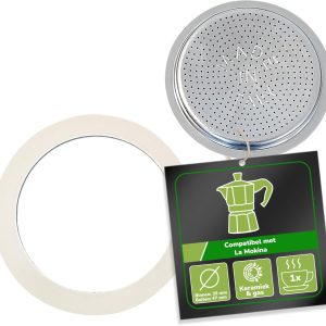 Harren24 Filter en pakking voor espressomachine, compatibel met Bialetti espressopotje voor 1 kopje, Ø buiten 47 mm - ShopVlot