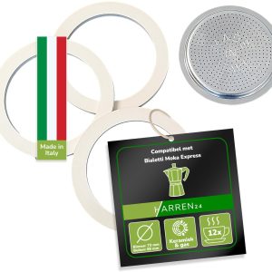 Harren24 filter en 3x pakking voor espressomachine, compatibel met Bialetti espressopotje voor 12 kopjes, Ø buiten 89 - ShopVlot
