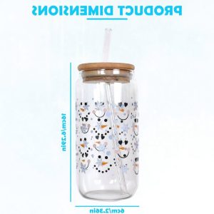 Herbruikbare glazen beker met deksel en rietje, ideaal voor ijskoffie, cocktails, sappen en smoothies - 550 ml