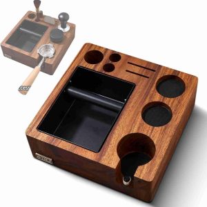 Houten Koffie Organizer met Filterhouder en Koffiepads Stand voor Thuis en Koffiebar, Ideaal voor Keuken en Aanrecht