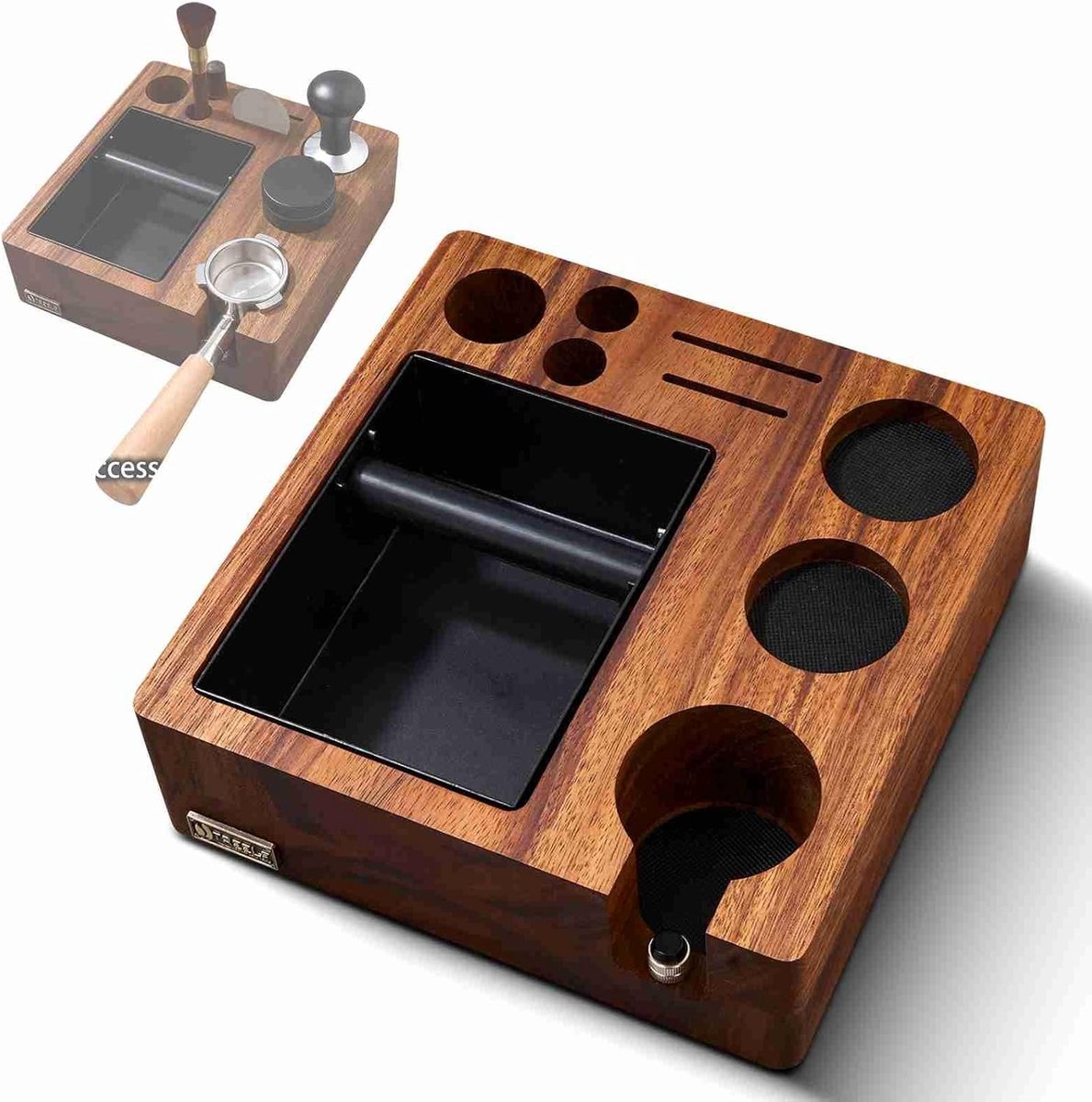 Houten Koffie Organizer met Filterhouder en Koffiepads Stand voor Thuis en Koffiebar, Ideaal voor Keuken en Aanrecht
