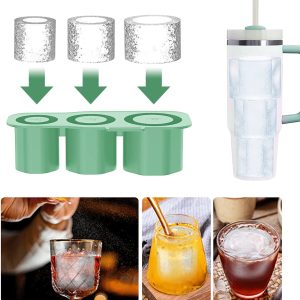 IJsvormenset voor Stanley Cup-stijl Tumblerbekers - Siliconen IJsblokjesvorm voor Grote Ronde IJsballen 6 cm - Voor Cocktails, IJskoffie & Wijn - Groen